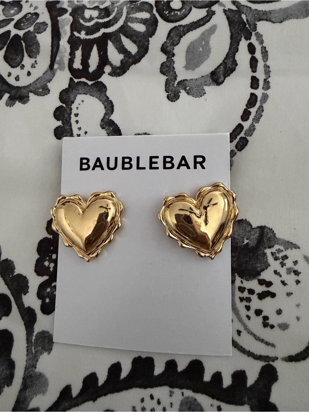 BaubleBar Gold Puffy Heart Stud Earrings